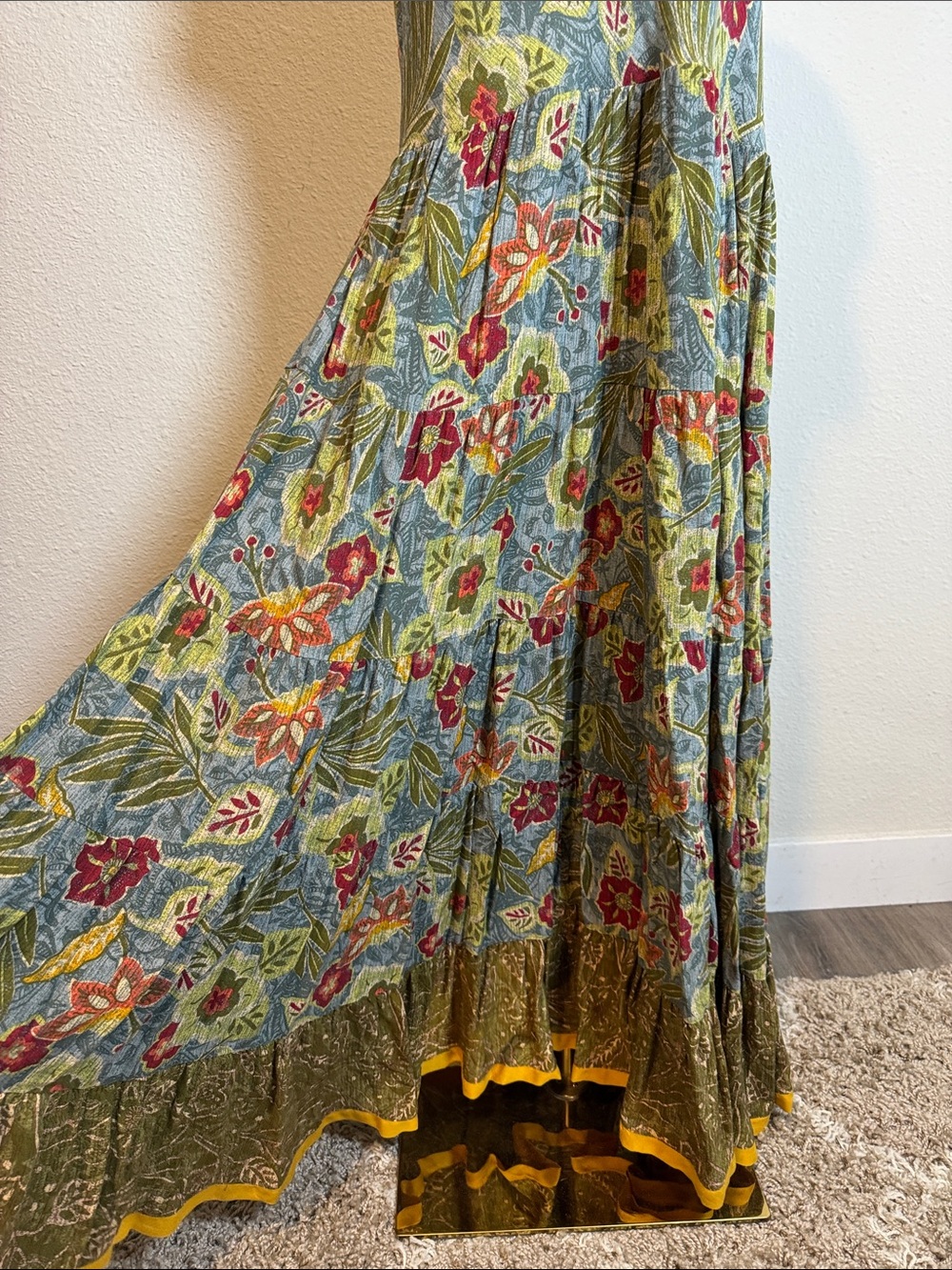Soft Surroundings Kara Batik Bloom Tiered Midi Dress size XL - Picture 5 of 13